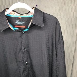 Luchiano Visconti Black Paisley Button Down Shirt